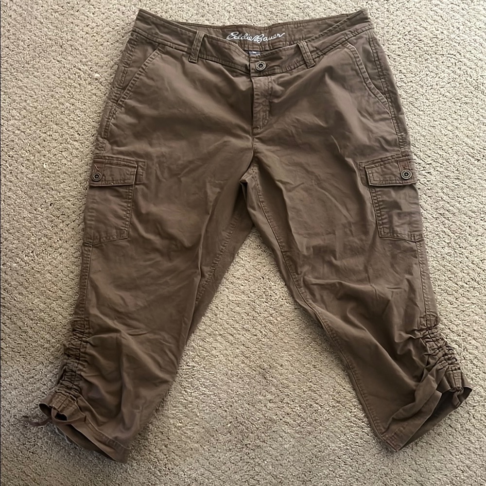 Eddie Bauer Women’s 14P Brown Convertible Cargo Capris or Pants